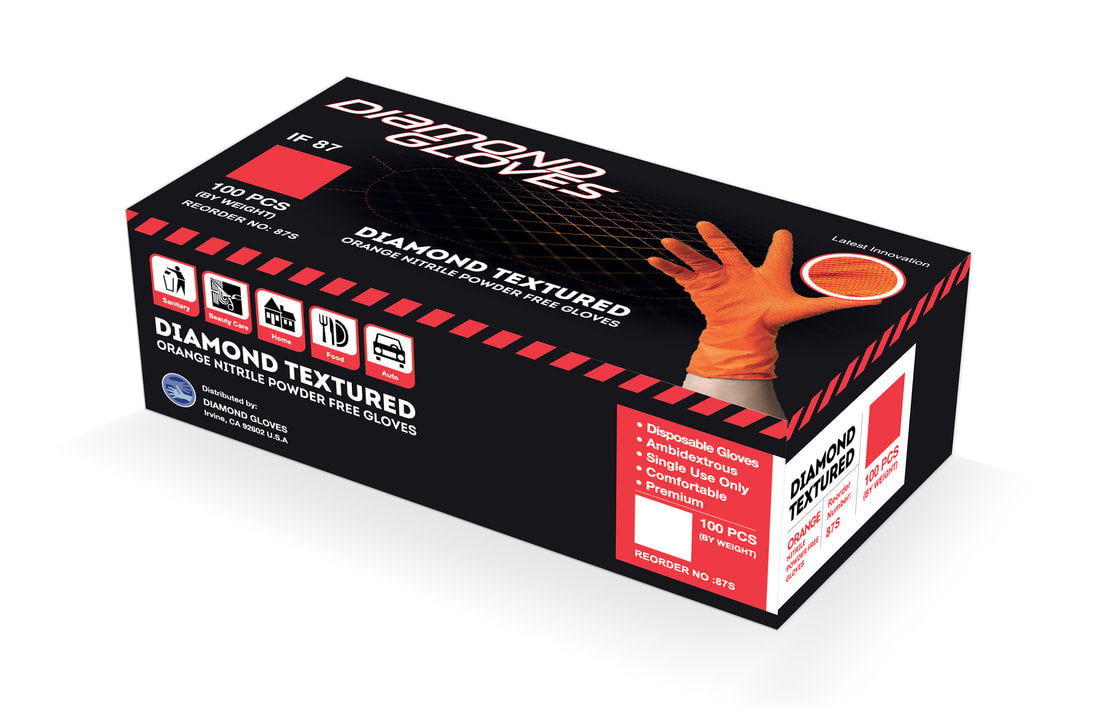IF-87 Industrial Orange Nitrile Gloves
